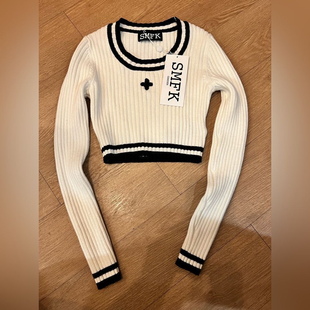 SMFK Compass Classic cashmere short sweater BNWT - Picture 3 of 7